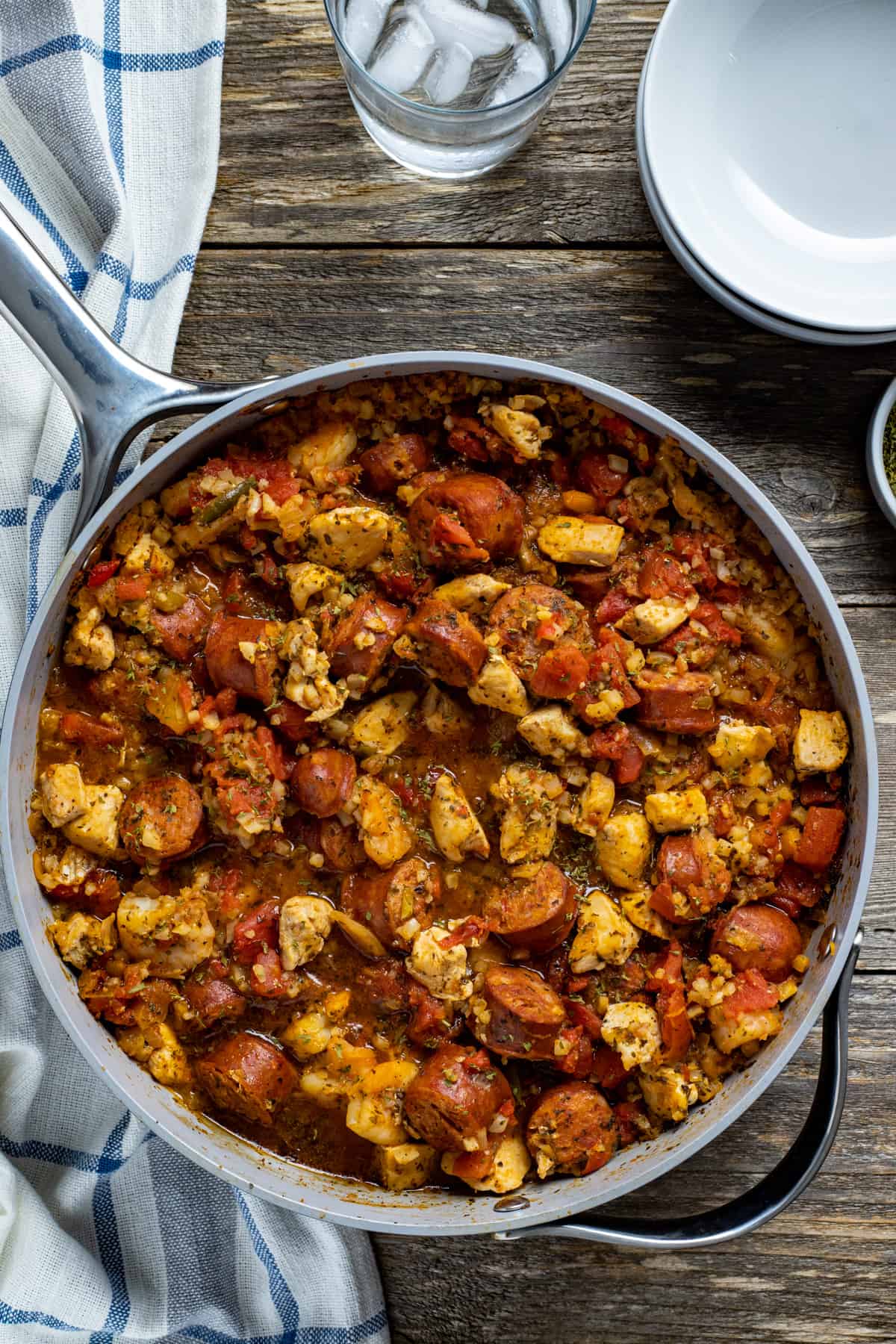 Keto jambalaya swaps cauliflower rice for a Louisiana classic