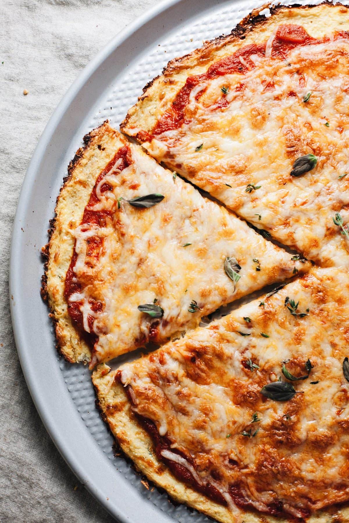 WickedStuffed’s cauliflower crust pizza, thin, dry and keto-friendly