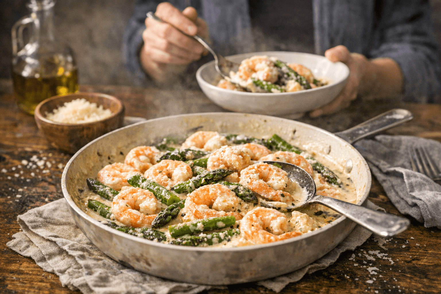 Keto Shrimp Alfredo with Asparagus Makes a Fast, Creamy Dinner