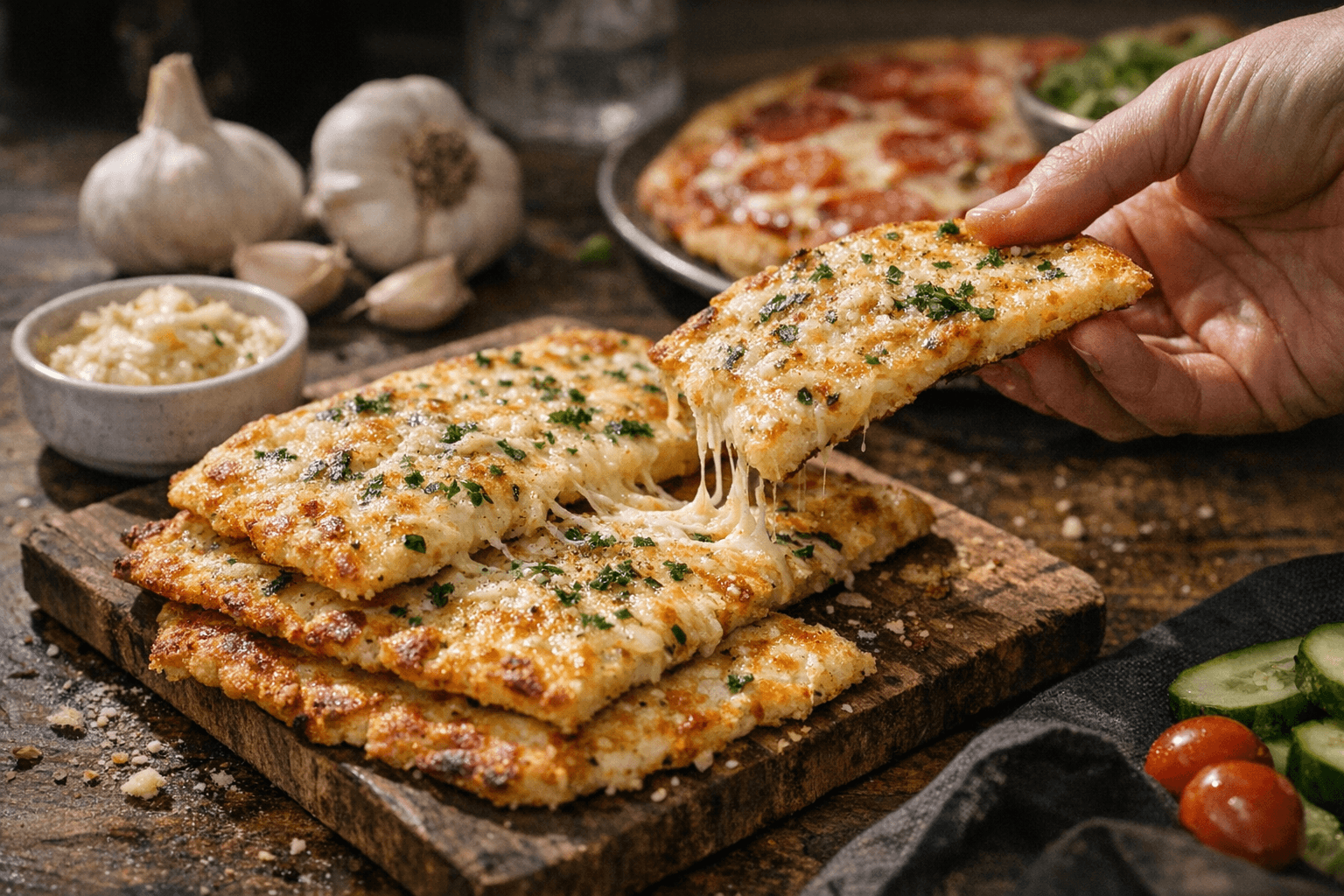 Keto Garlic Flatbread Delivers Cheesy, Buttery Bread Flavor, Just 6 Carbs