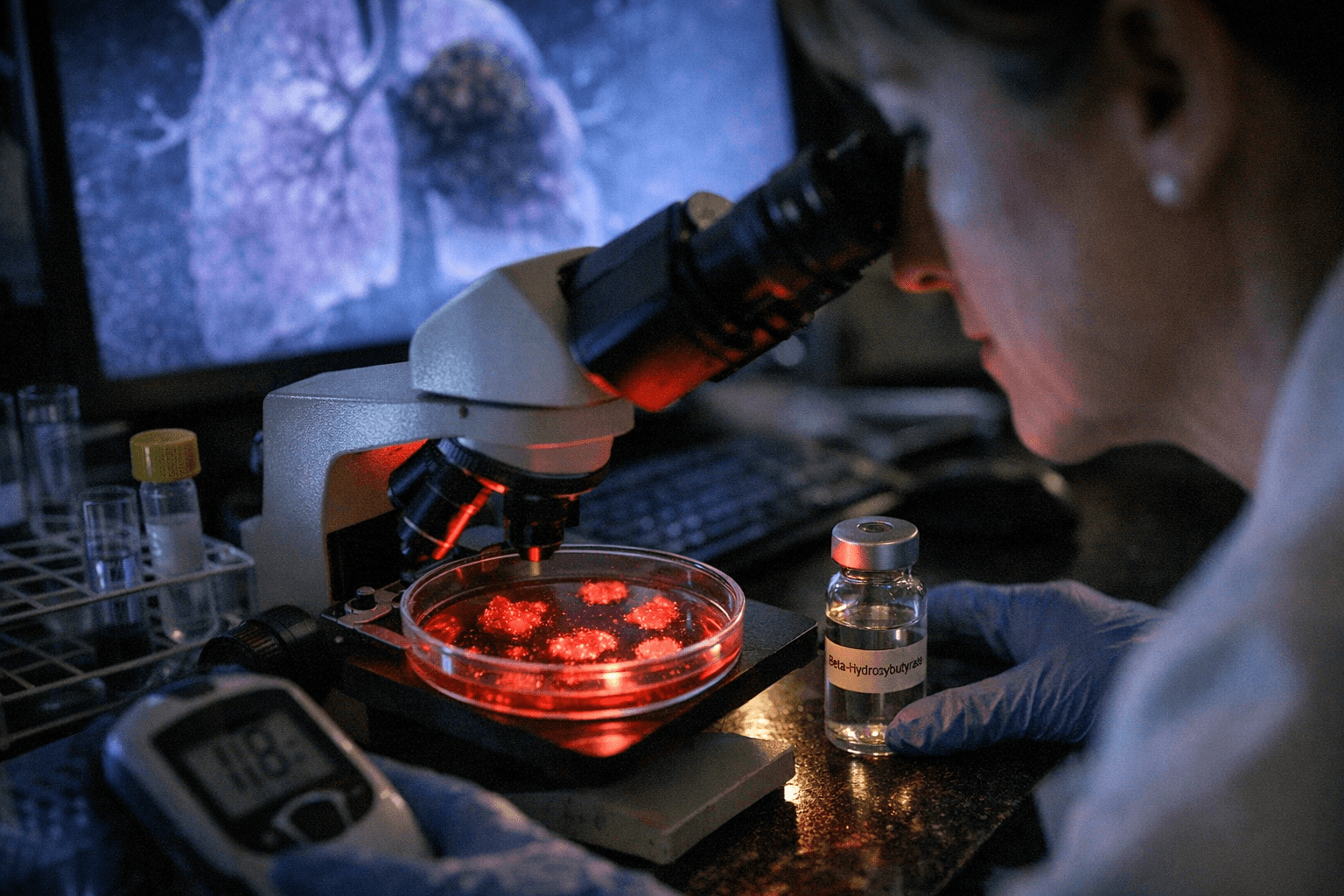 Ketone-rich, low-glucose conditions reshape lung cancer cell metabolism