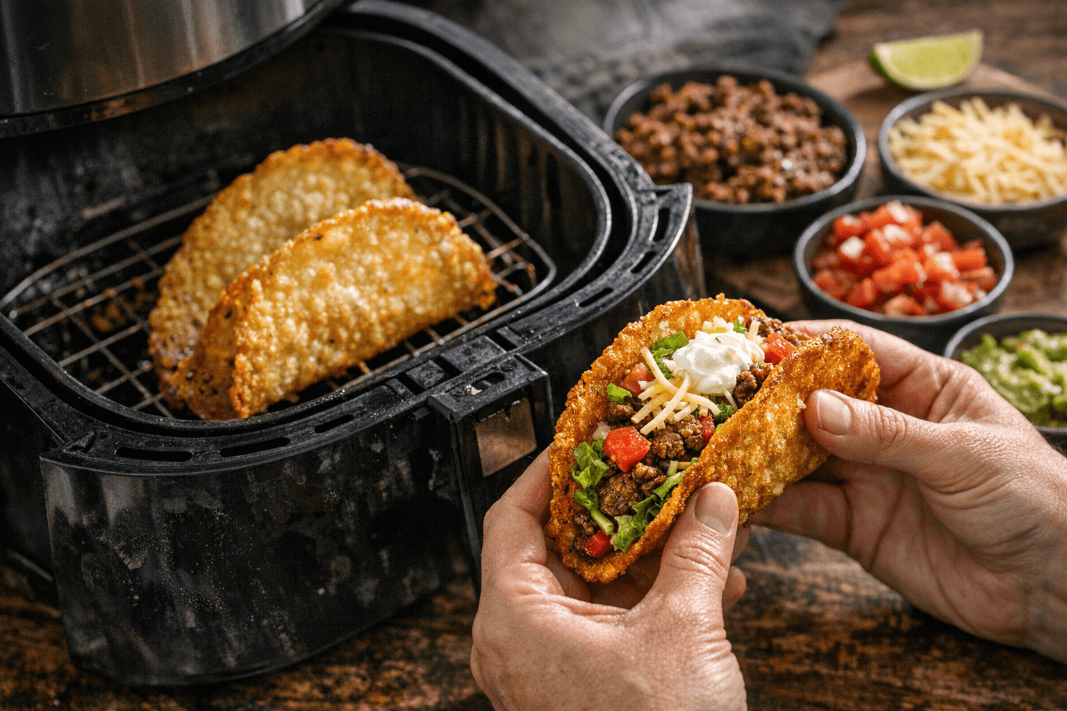 Air Fryer Recipe Spot Shares Crispy Low-Carb Keto Taco Shells