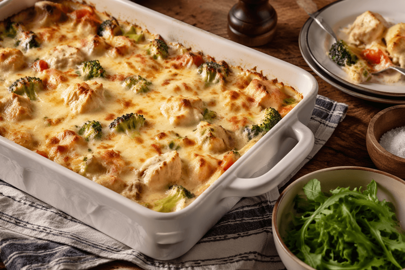 Keto creamy chicken and vegetable bake makes easy family dinner