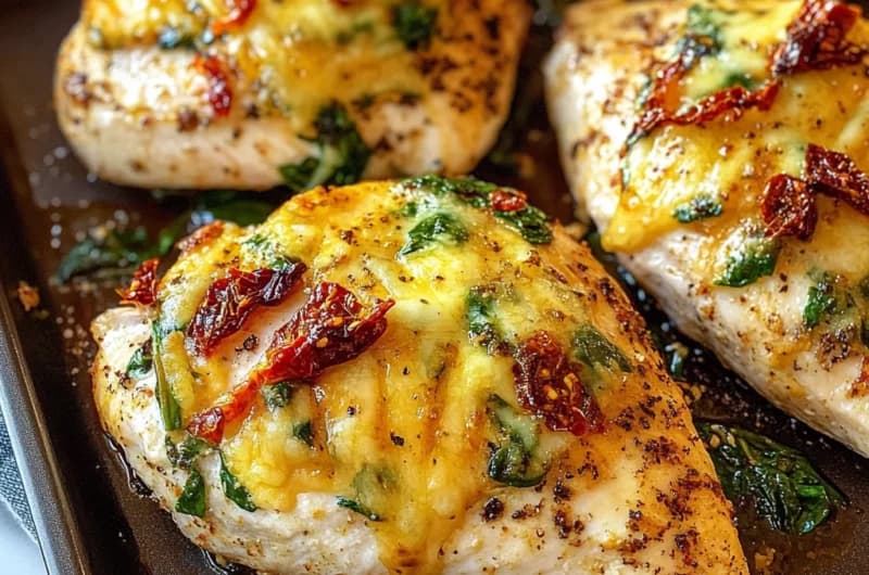 Oven baked chicken breasts turn into an easy keto dinner