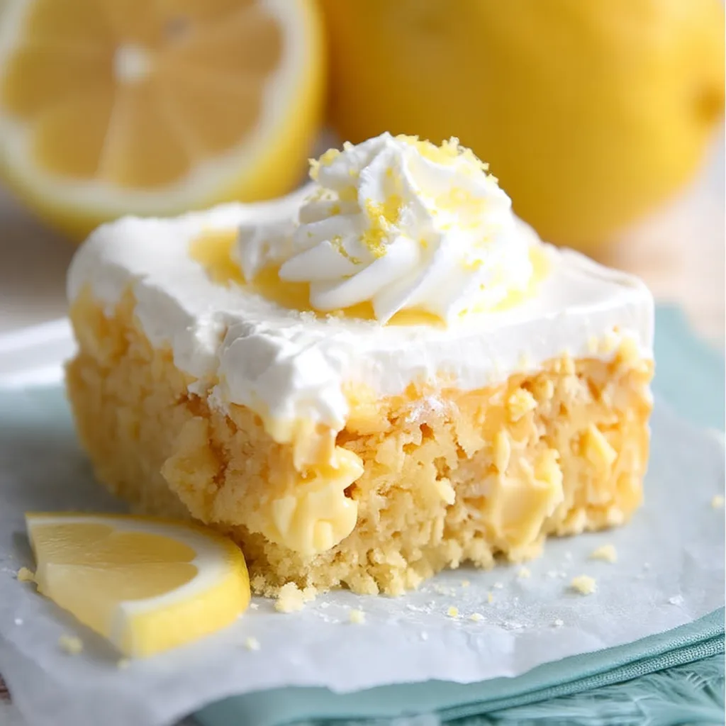 Keto lemon poke cake delivers moist, bright spring dessert flavor